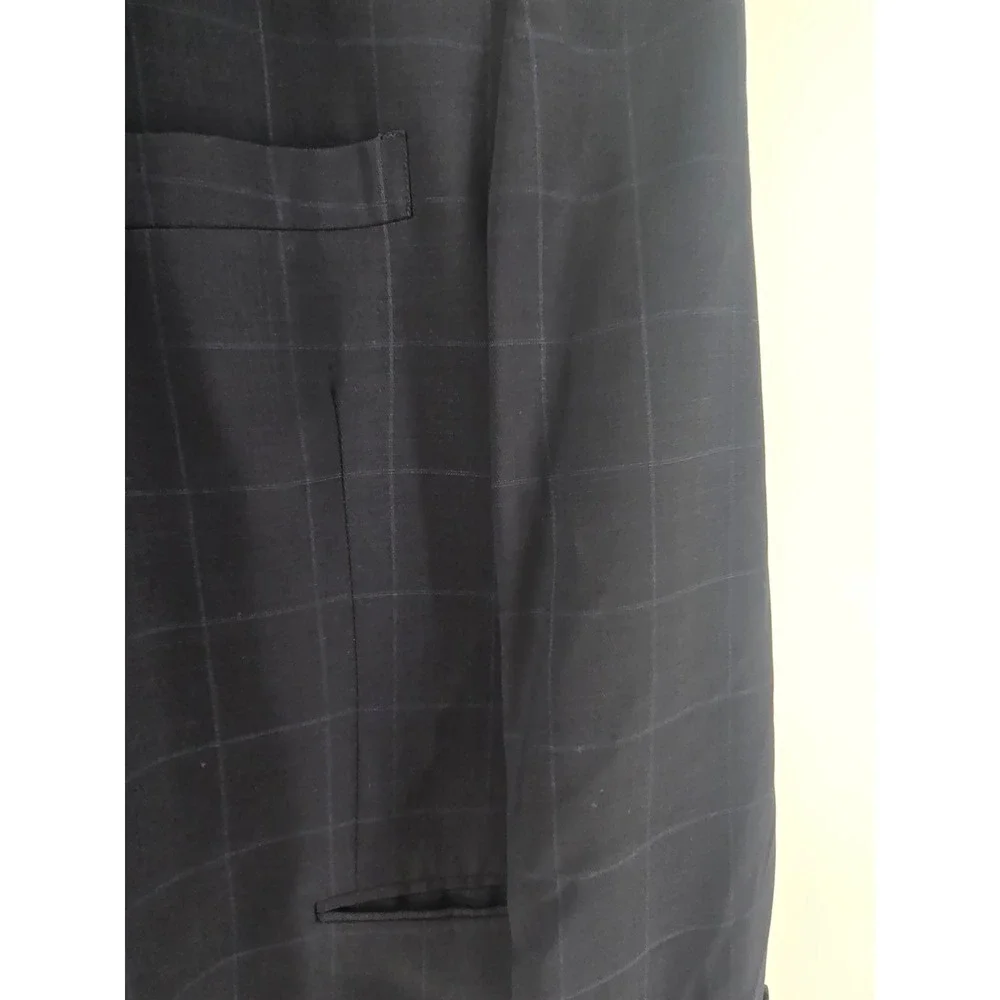 Ted Baker Sport Coat Mens 44 Navy Blue Endurance Windowpane Wool 3-Button Blazer